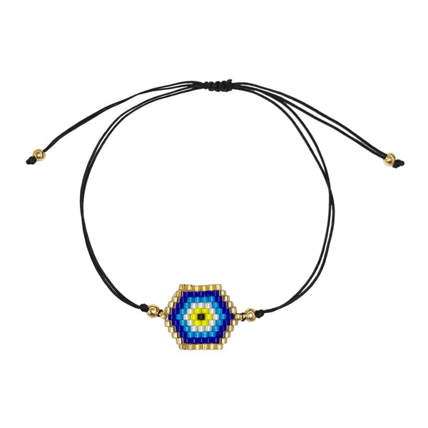 Mini Evil Eye Bracelet Miyuki ( Rice ) Beads Bracelet Boho Bangle
