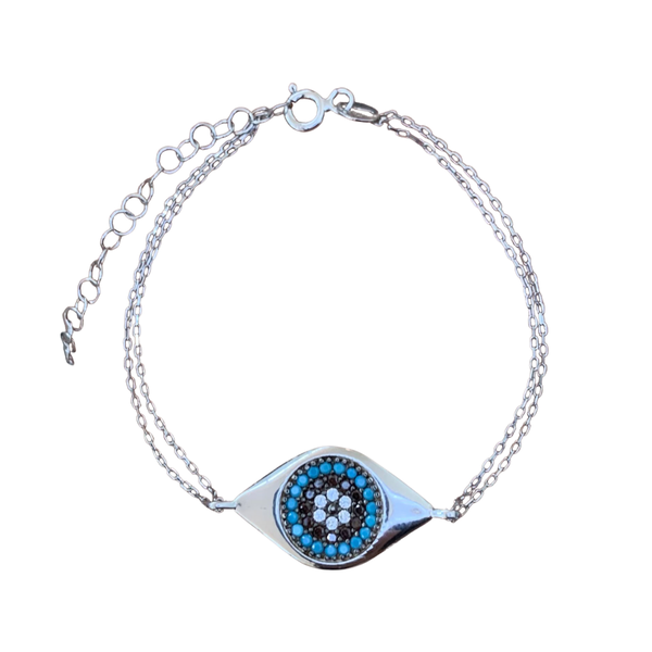 Eye Shape Turquoise Navy Crystals Bracelet