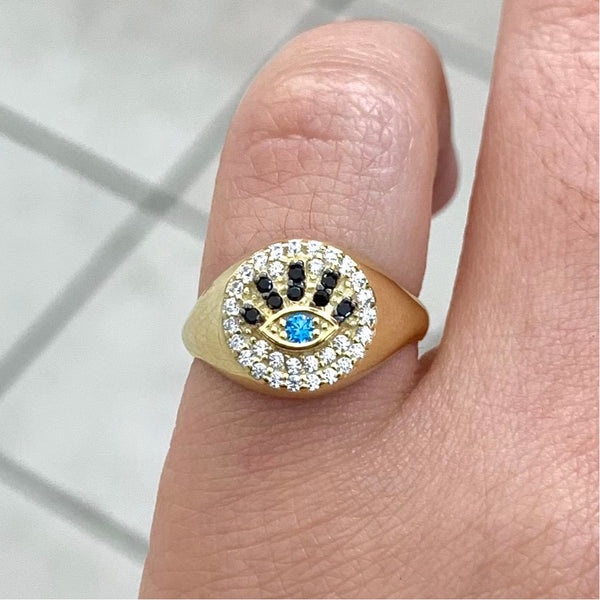 Turkish Evil Eye Shape Pinky Finger Ring Adjustable