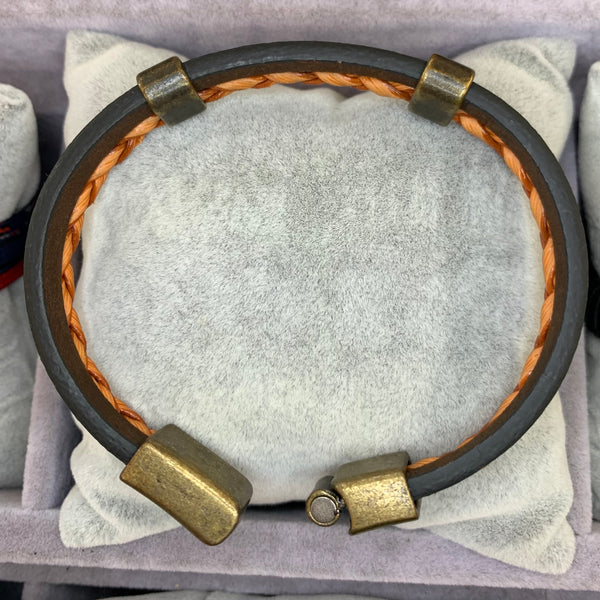 Orange Brown Leather Bracelet