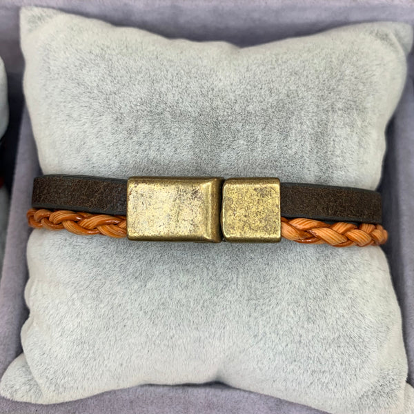 Orange Brown Leather Bracelet