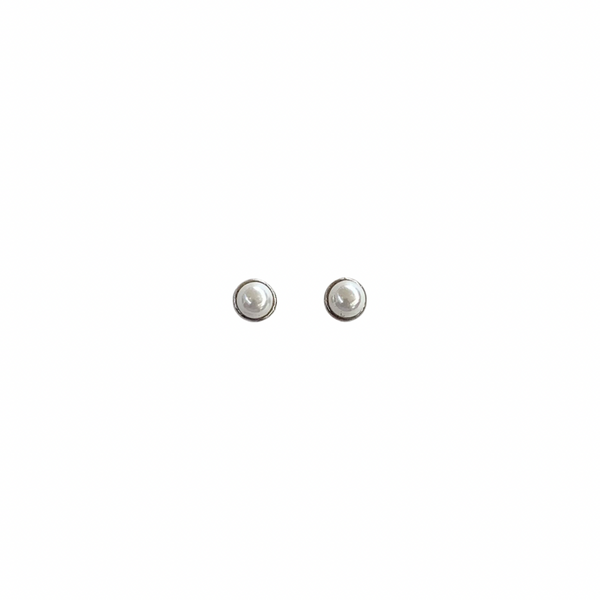 Single Pearl Stud Sterling Silver Earrings