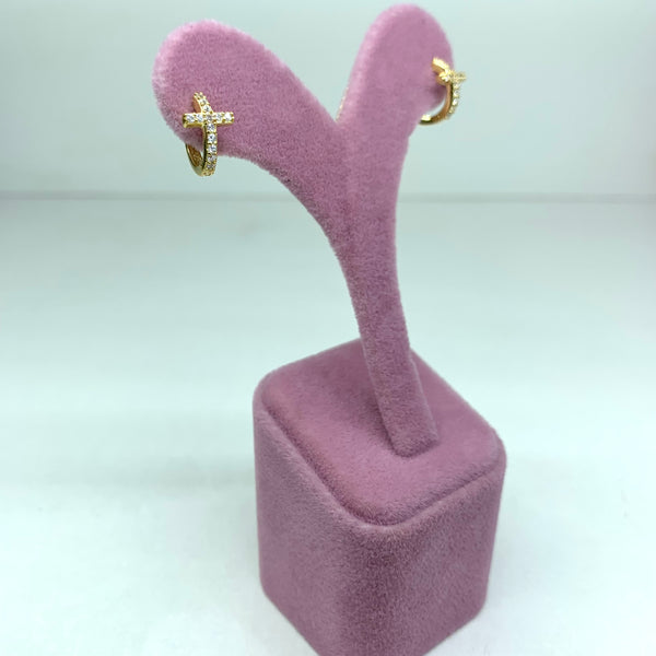 Cross Hoops Sterling Silver Earrings