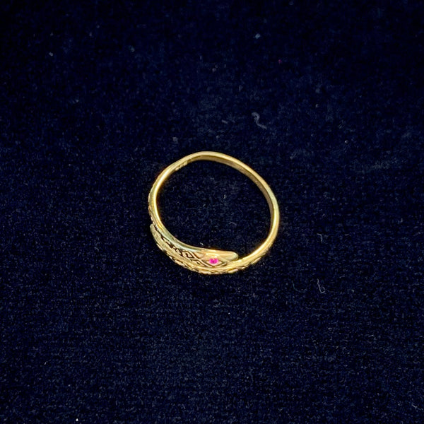 Red Eye Snake Sterling Silver Ring