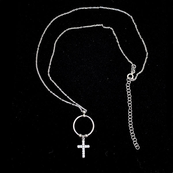 Cross Sterling Silver Necklace Circle