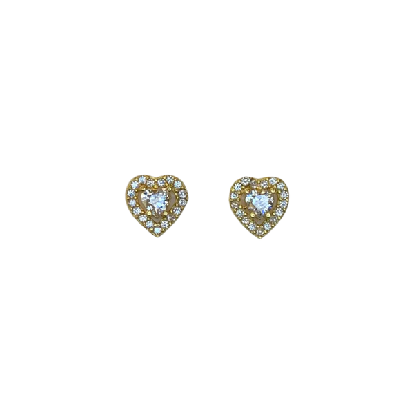 Heart Shape Stud Earrings with Crystals