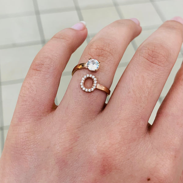 Rose Gold Plated Stylish Adjustable Sterling Silver Ring
