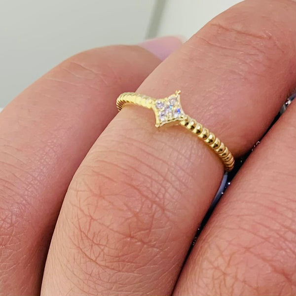 Gold Plated Tiny cRectangular Sterling Silver Ring