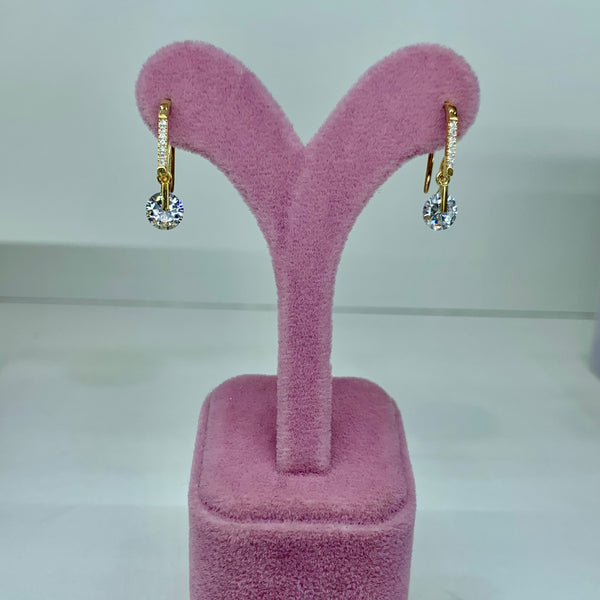 Princess Dangle Crystal Sterling Silver Earrings