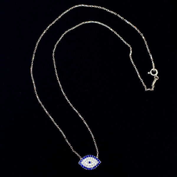 Eye Shape Crystal Evil Eye Silver Necklace
