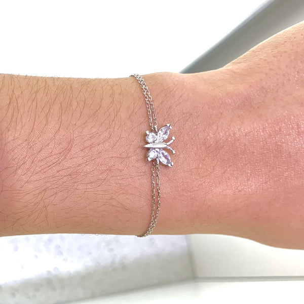 Mini Single Butterfly Sterling Silver Bracelet