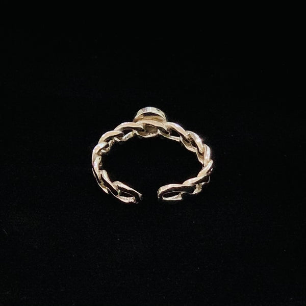 Turkish Blue Eye Chain Ring Adjustable Sterling Silver