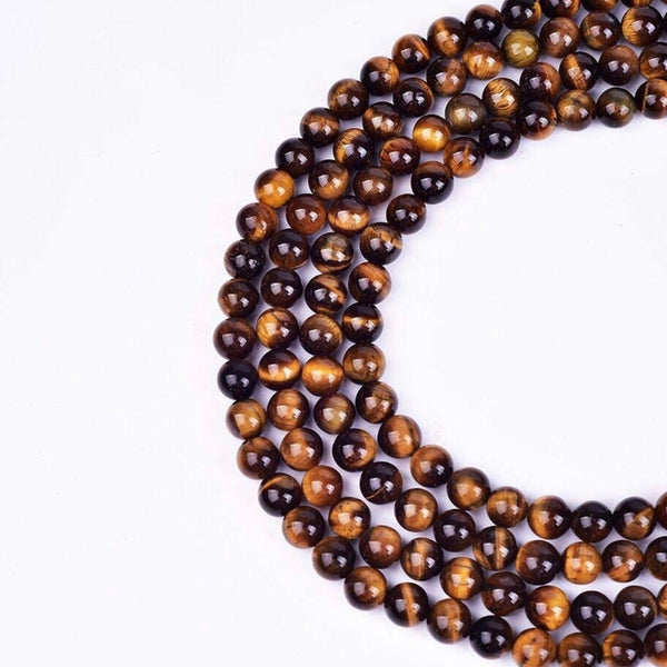 Tiger Eye with Cross Crystal Men Women Natural Gemstone Beaded Bracelet
