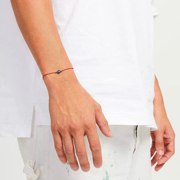 Mini Evil Eye Adjustable String Bracelet Red and Black String Evil Eye