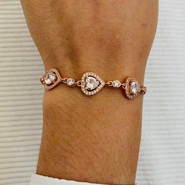 Lovely Triple Hearts Sterling Silver Bracelet