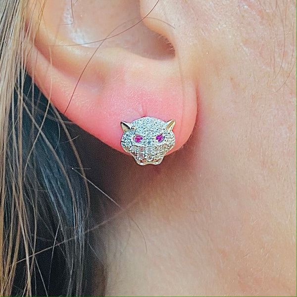 Tiger Stud Earrings Sterling Silver