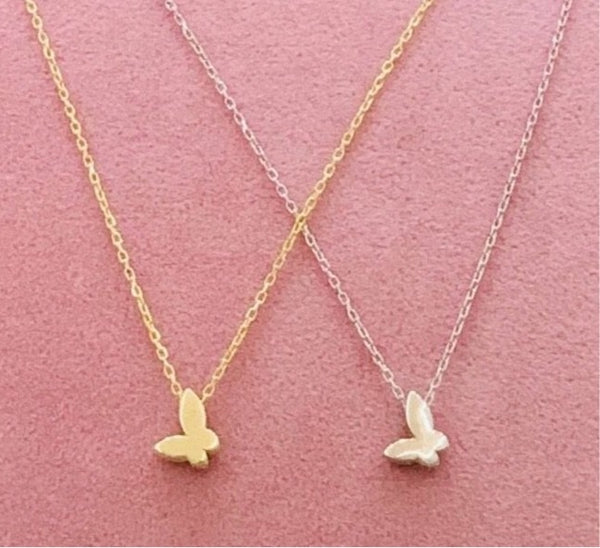 Small Butterfly Sterling Silver Necklace Without Stones