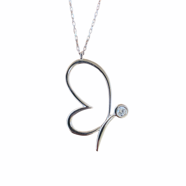 Half Butterfly Silhouette Necklace - Single Line Art Pendant