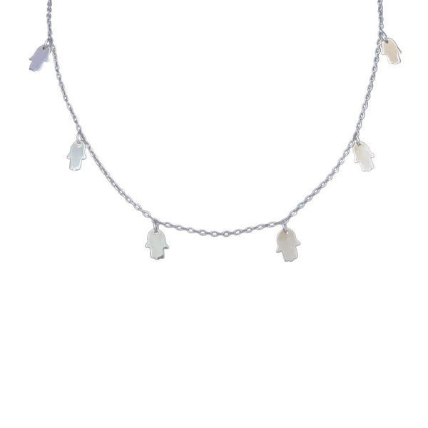 Multiple Hamsa Necklace Sterling Silver Without Stones