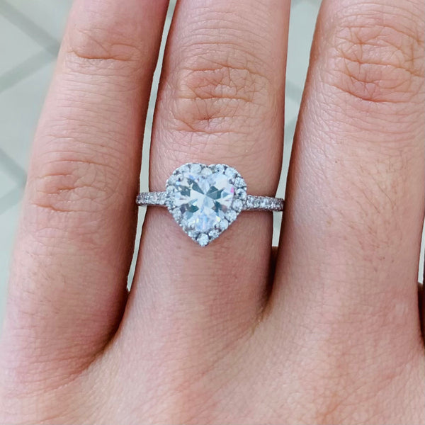 Super Shiny Heart Shape Sterling Silver Ring