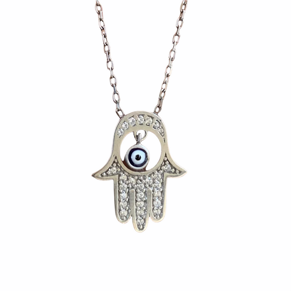 Hamsa Evil Eye Necklace Turkish Jewelry
