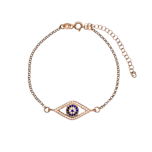Stylish Turkish Blue Evil Eye Sterling Silver Bracelet