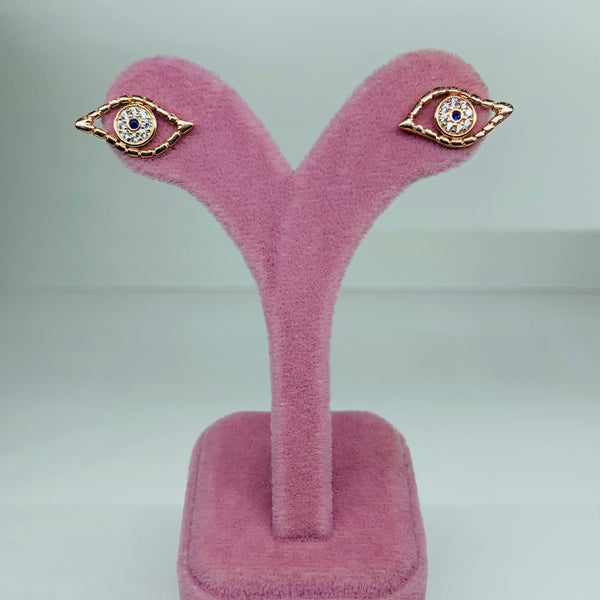 Greek Evil Eye Sterling Silver Stud Earrings