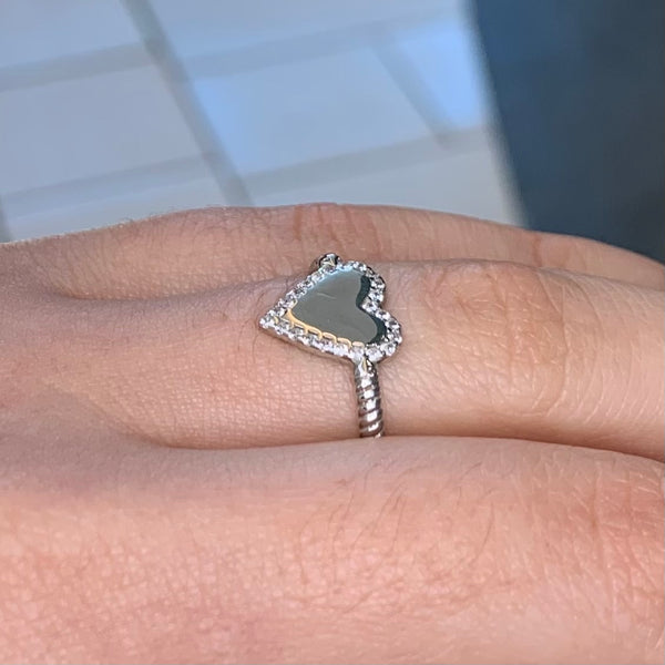 Mirror Heart Shape Sterling Silver Ring