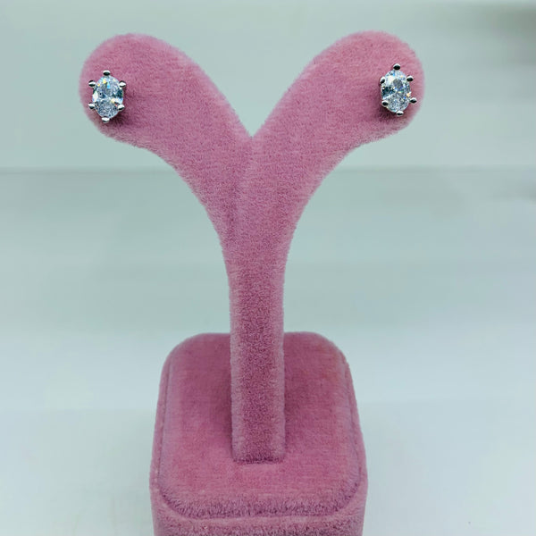 Elliptic Crystal Sterling Silver Stud Earrings