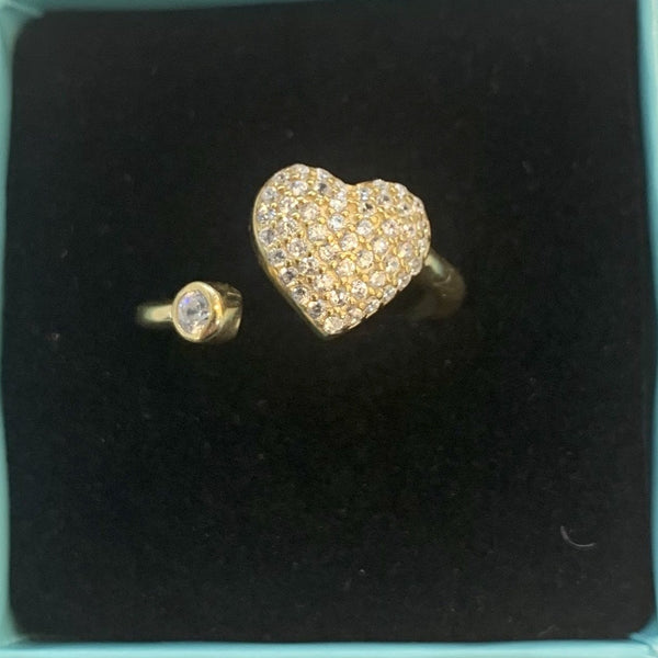 Heart Ring 925 Sterling Silver CZ Adjustable