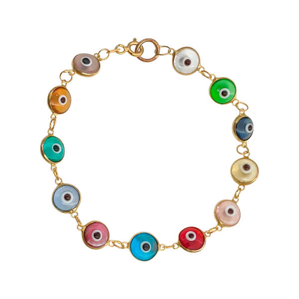 Turkish Glass Evil Eye Sterling Silver Bracelet
