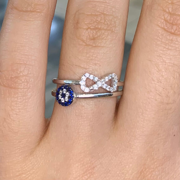 Infinity Evil Eye Sterling Silver Ring
