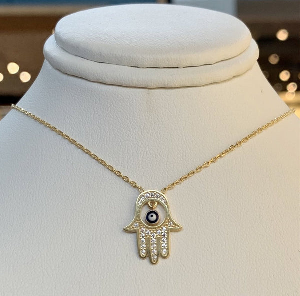 Hamsa Evil Eye Necklace Turkish Jewelry