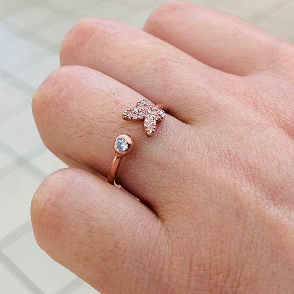 Butterfly Delicate Ring 925 Sterling Silver Adjustable