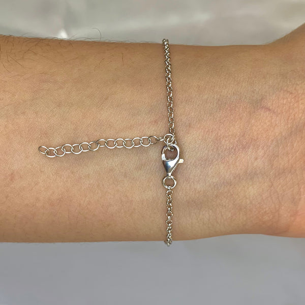 Big Single Butterfly Sterling Silver Bracelet with Baugette Diamonds