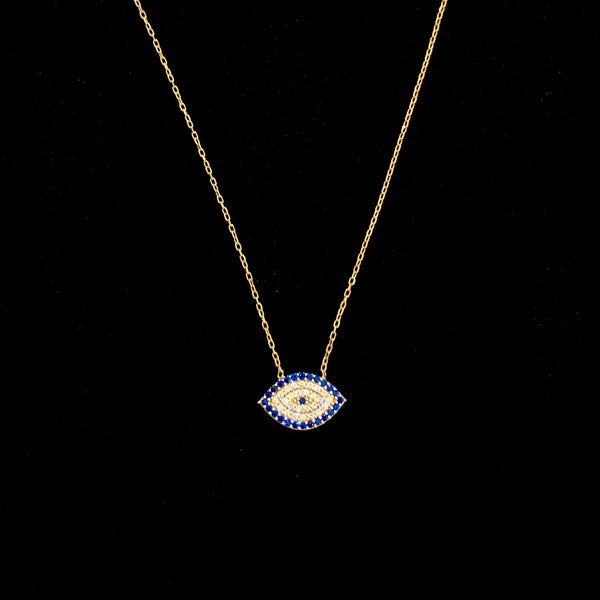 Eye Shape Crystal Evil Eye Silver Necklace