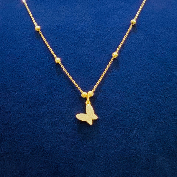 Mini Butterfly Sterling Silver Necklace with Ball Chain