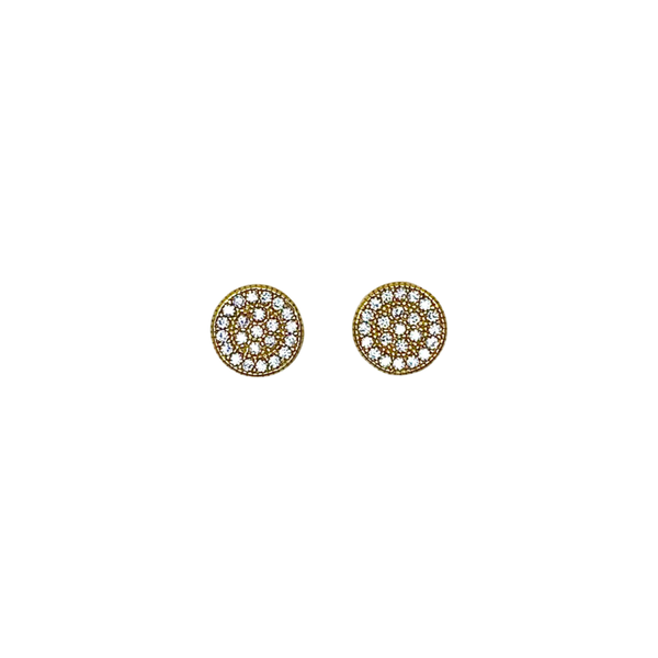 Crystal Circular Sterling Silver Stud Earrings
