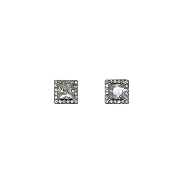 Square Frame Sterling Silver Stud Earrings