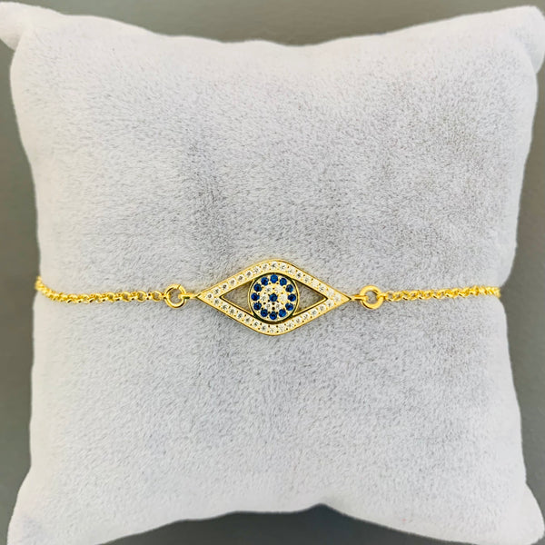 Stylish Turkish Blue Evil Eye Sterling Silver Bracelet