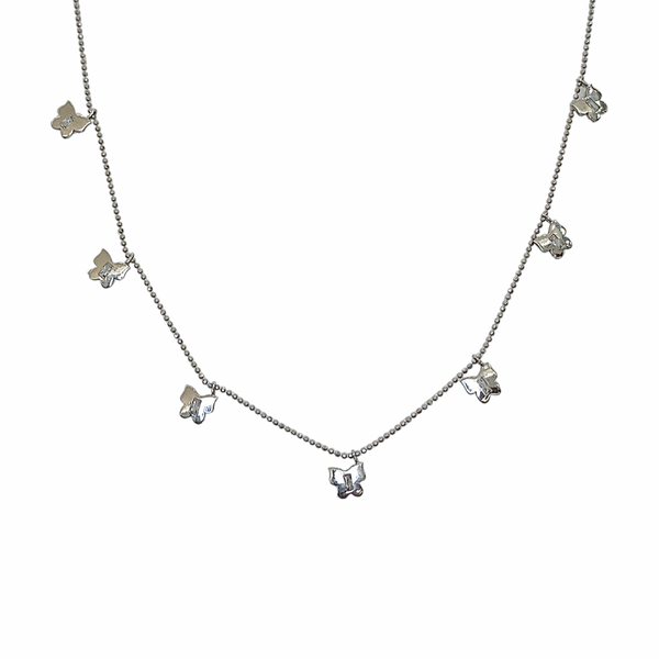 Multiple Lovely Butterfly Sterling Silver Necklace
