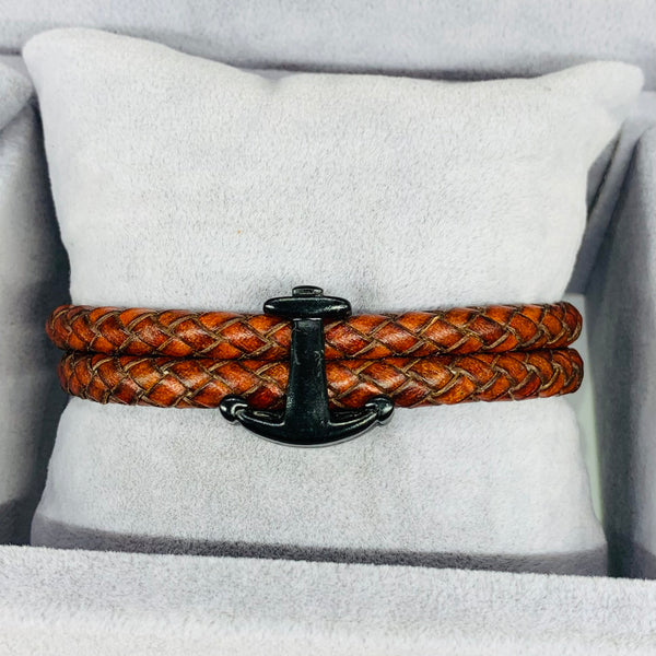 Anchor Leather Men Bracelet