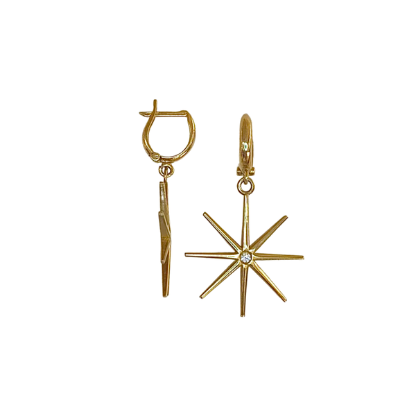North Star Dangle Sterling Silver Earrings