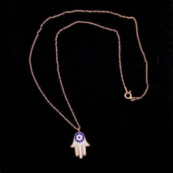 Evil Eye Hamsa Sterling Silver Necklace