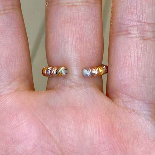 Triple Color Stylish Sterling Silver Ring