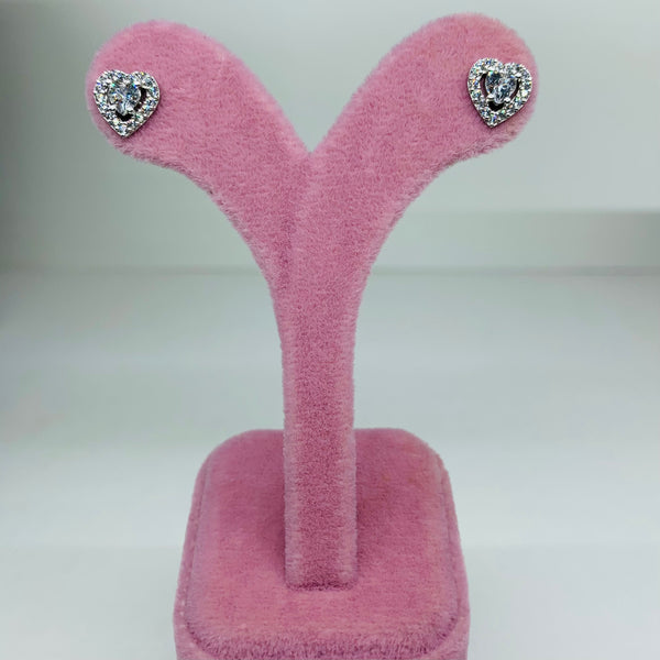 Heart Shape Stud Earrings with Crystals