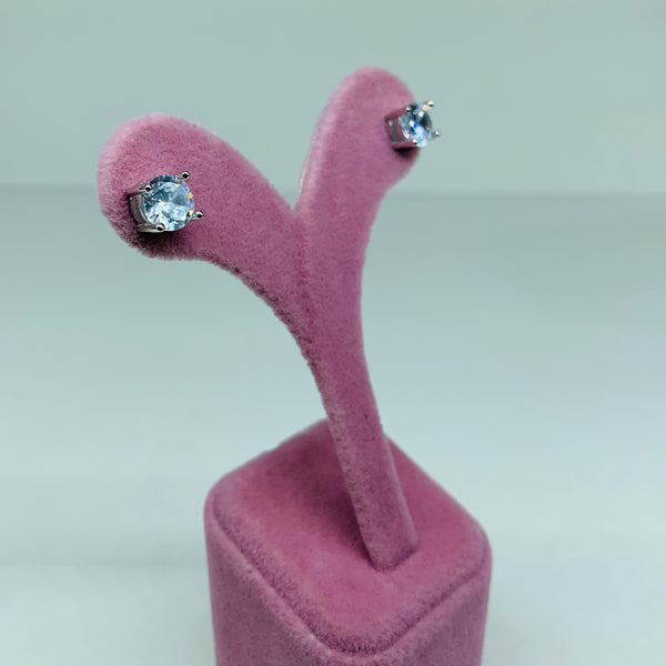 Crystal Stud Earrings on 925 Sterling Silver Metal