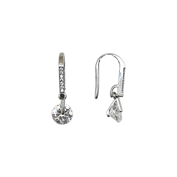 Princess Dangle Crystal Sterling Silver Earrings