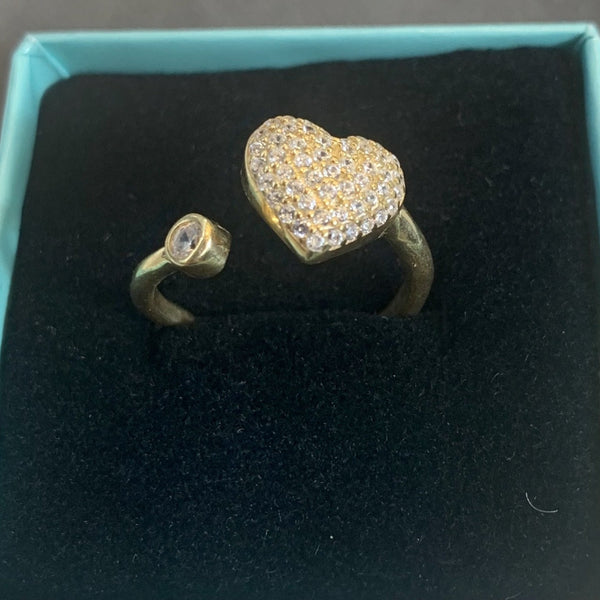 Heart Ring 925 Sterling Silver CZ Adjustable