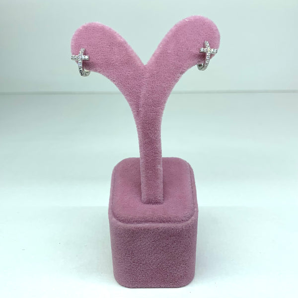 Cross Hoops Sterling Silver Earrings